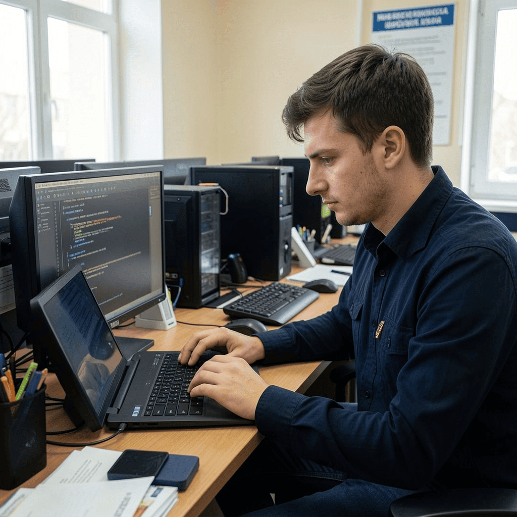 Человек работает